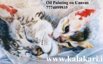 oil painting of a cat on canvas. Size: 11.8"x16.5"
