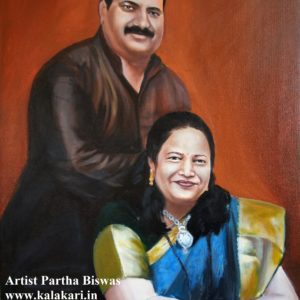 Acylic portrait painting of married couple