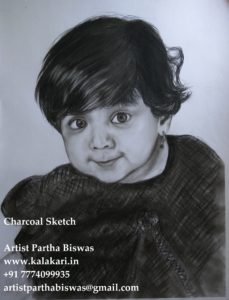 Charcoal sketch of baby