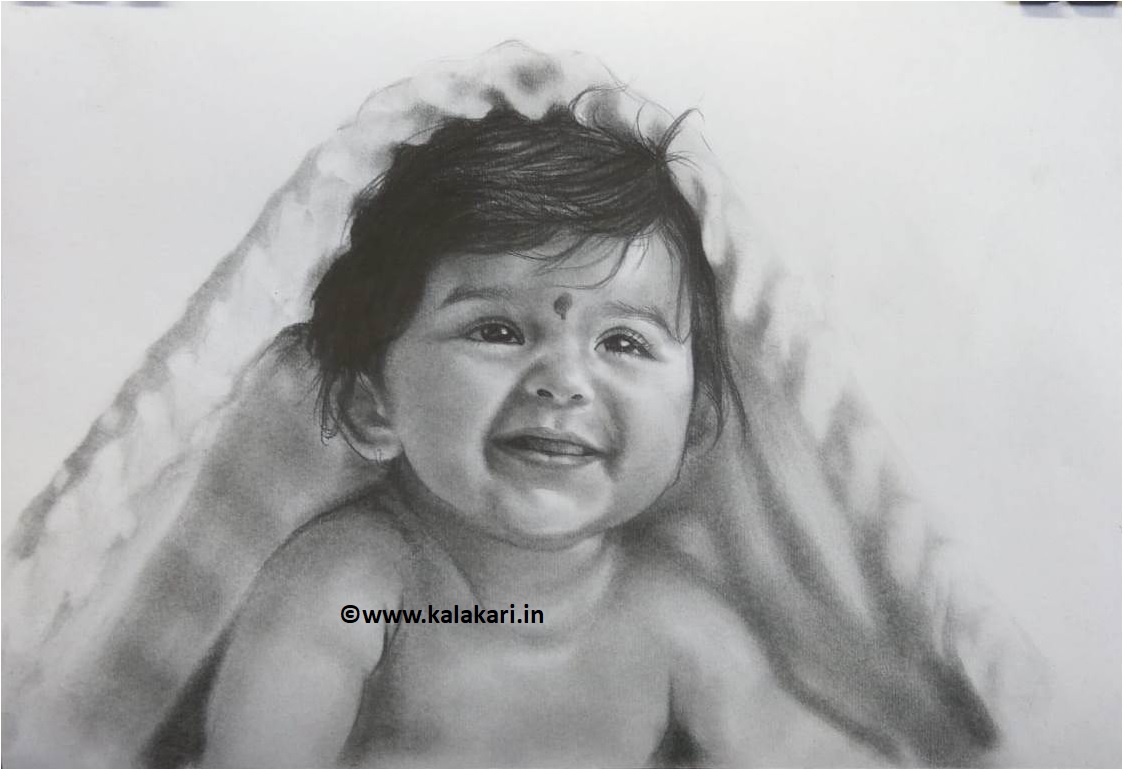 Kids Portrait Pencil Sketch, Size: A1