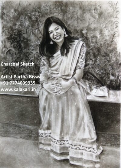 charcoal painting by portrait artist in mumbai, Inida