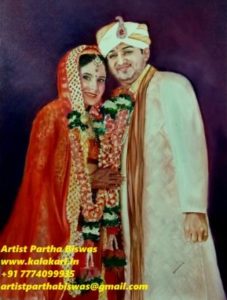 couple photo to wedding portrait painting