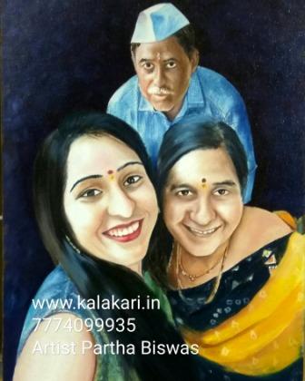 hand painted oil portrait painting from photograph in India