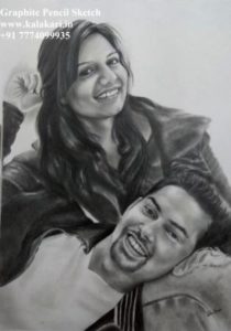 Couple black and white pencil art
