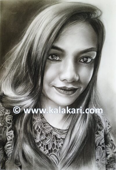 Charcoal sketch art of girl