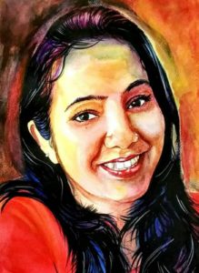 Watercolor portrait with soft tones