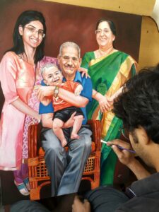 Family Acrylic Painting Portrait. Portrait painted from photo