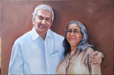 Oil portrait of a old couple