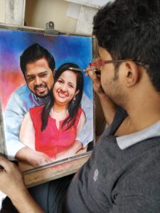 Couple Color Pencil Portrait. Photo to sketch art.