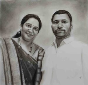 Couple charcoal sketch from photo