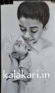 Baby portrait hand draw portrait by portrait artist