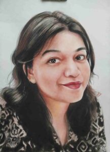 color pencil drawing from photo. Handmade art. Photo to sketch