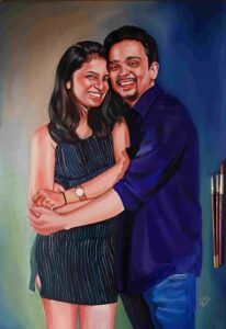 Couple Acrylic Painting Portrait. Photo to painting on canvas