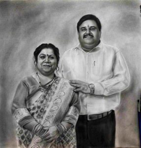 couple portraits hand painted by Indian artist