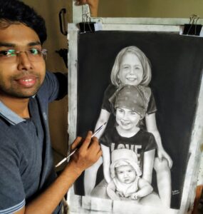 custom kids portrait sketch