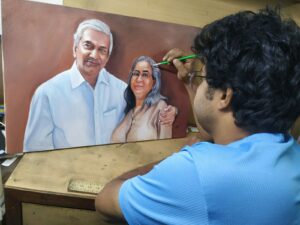 Custom oil painting of grandparents. Order online. Photo to painting.