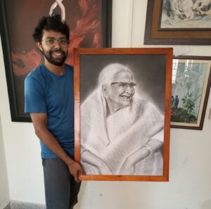 Grandparents portraits. Hand painted by an artist in India
