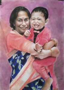 Grand parents color pencil portrait
