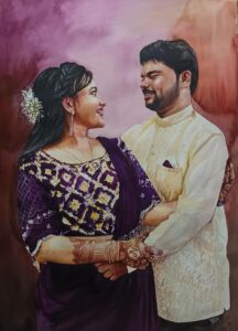 Watercolor couple painting, originally hand painted by indian artist