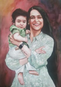 Hand painted watercolor portrait painting