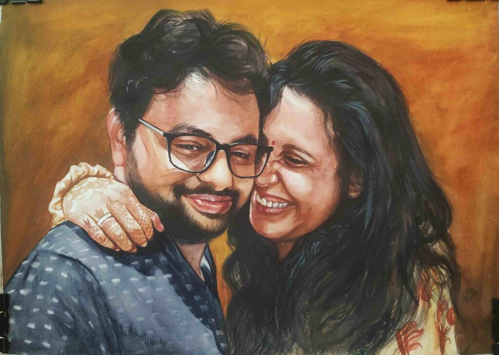 watercolor portrait painting created from photograph by Kalakari