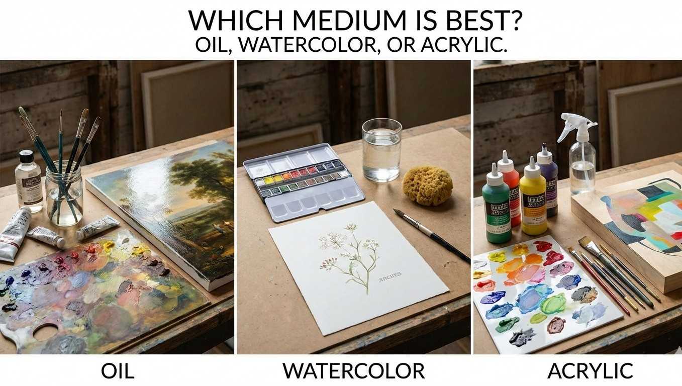 oil vs watercolor vs acrylic portrait