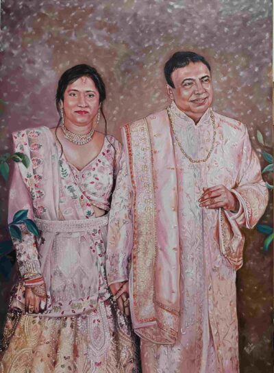 Custom couple portrait painting created as a gift by Kalakari