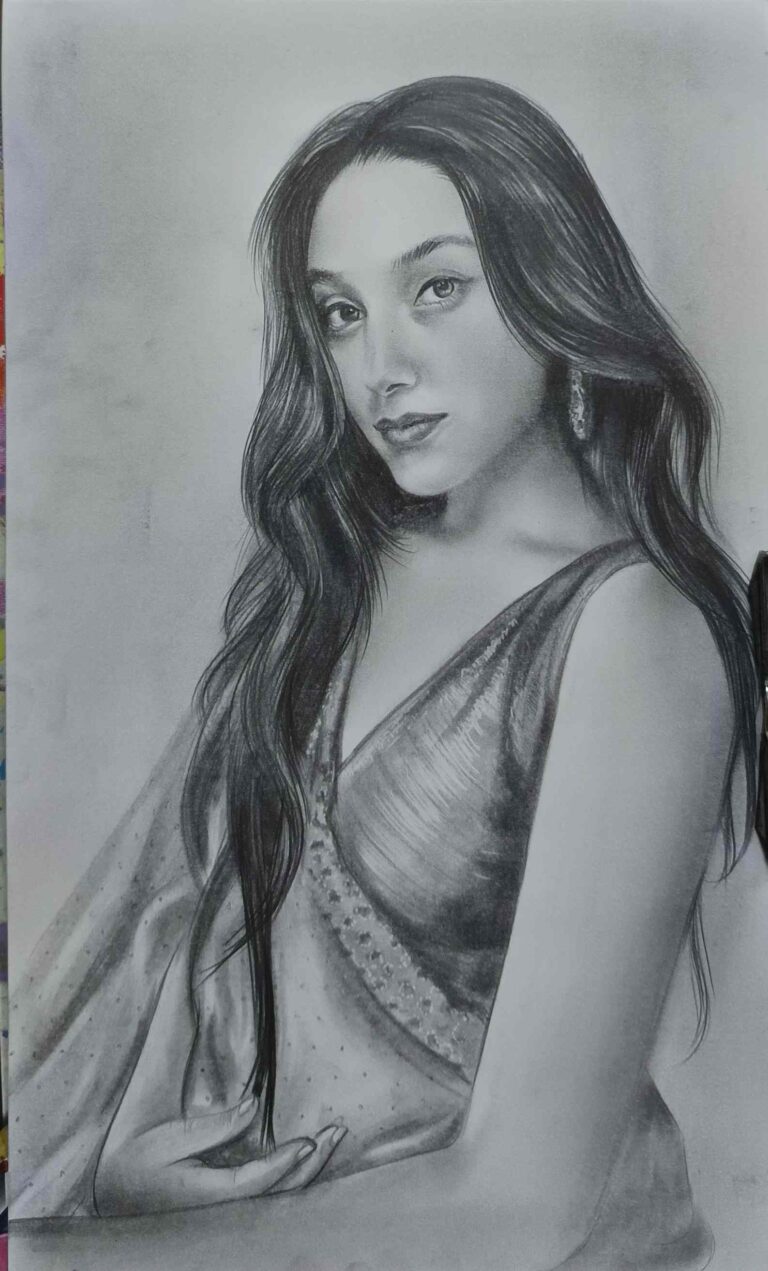 Handmade pencil sketch portrait drawn from a photo