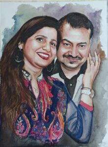 Handmade Watercolor Portrait Painting