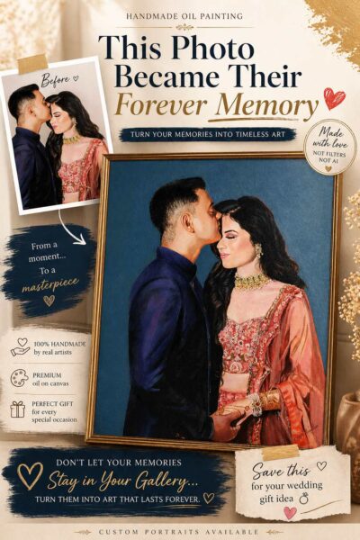 Custom handmade couple portrait painting anniversary gift
