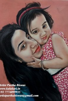 Mother and daughter Oil painting
