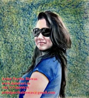 Kala chashma pencil color portrait drawing