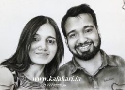 Charcoal Portrait painting of couple