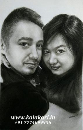Charcoal sketch gift for girl friend