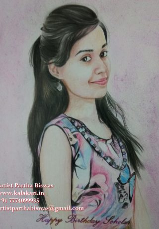 Color Pencil Sketch Portrait by Artist Partha Biswas www.kalakari.in