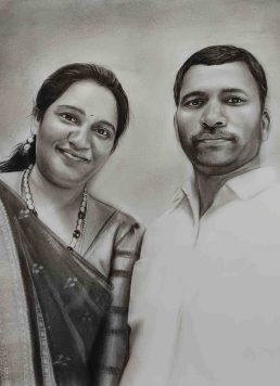 Couple charcoal sketch from photo