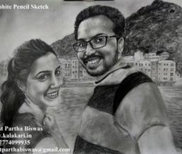 Graphite pencil on paper. couple's sketch