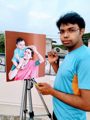Mother Son painting Artist Partha Biswas