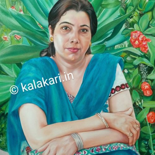 Oil painting lady by kalakari.in Partha Biswas