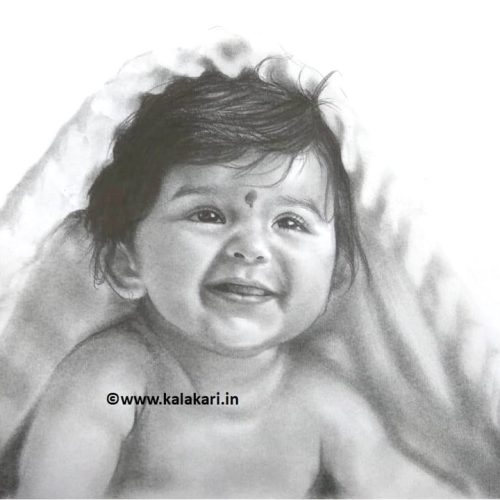 Baby below blanket pencil art