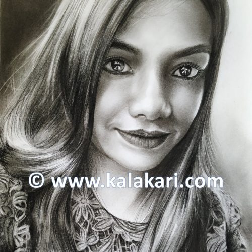Charcoal sketch art of girl
