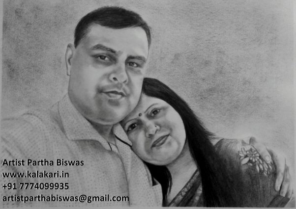 couple graphite pencil sketch