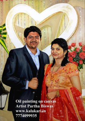 Couple wedding oil painting on canvas