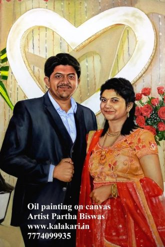 Couple wedding oil painting on canvas