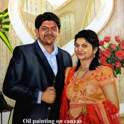 Couple wedding oil painting on canvas