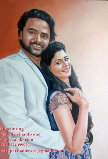couple portrait painting. oil painting of couple on canvas