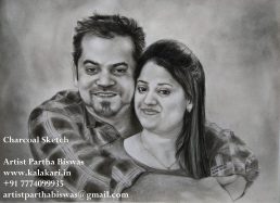 couple portrait. charcoal sketch