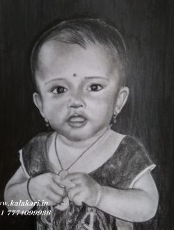handmade pencil sketch of baby