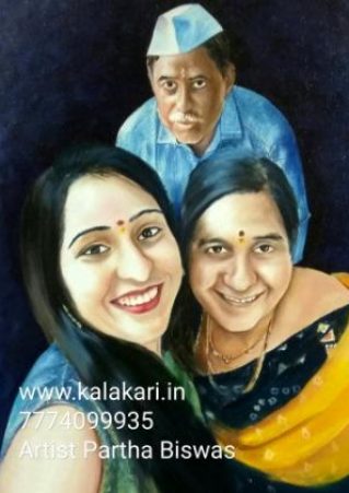 hand painted oil portrait painting from photograph in India