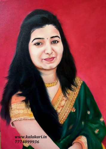 Oil portrait painting kalakari